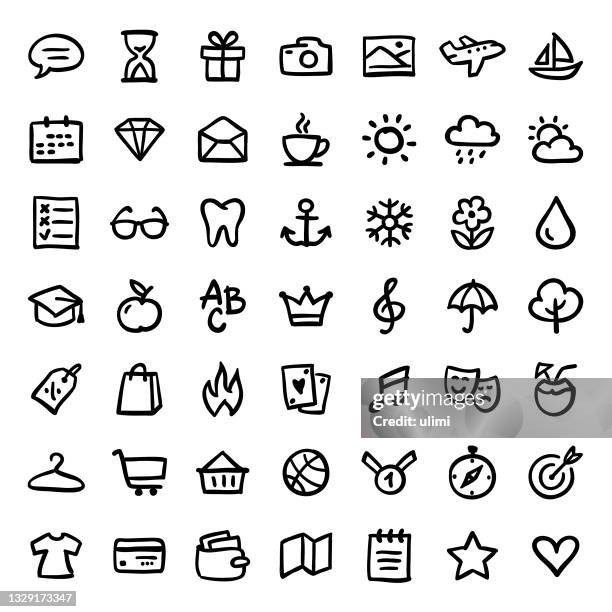 doodle icon set - 3 - doodle stock illustrations