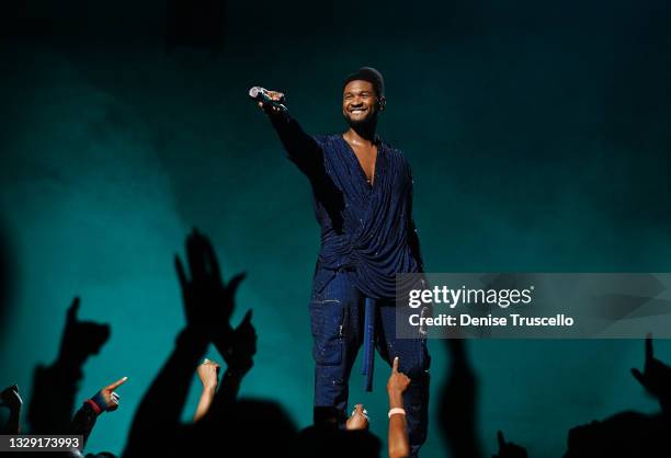 Usher performs at the grand opening of “USHER The Las Vegas Residency” at The Colosseum at Caesars Palace on July 16, 2021 in Las Vegas, Nevada.