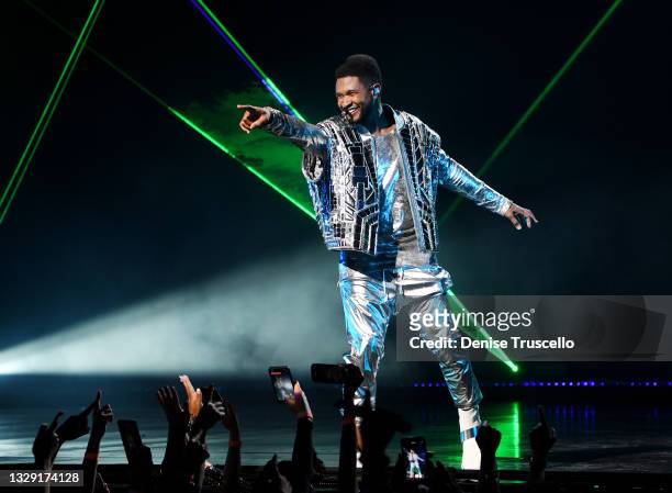 Usher performs at the grand opening of “USHER The Las Vegas Residency” at The Colosseum at Caesars Palace on July 16, 2021 in Las Vegas, Nevada.