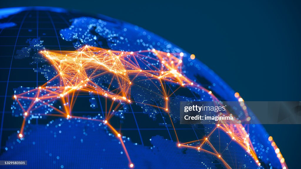 Rede Global de Comunicação (Créditos do Mapa Mundial à Nasa)