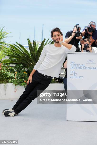 Pierre Niney attends the "OSS 117: From Africa With Love" photocall during the 74th annual Cannes Film Festival on July 17, 2021 in Cannes, France.