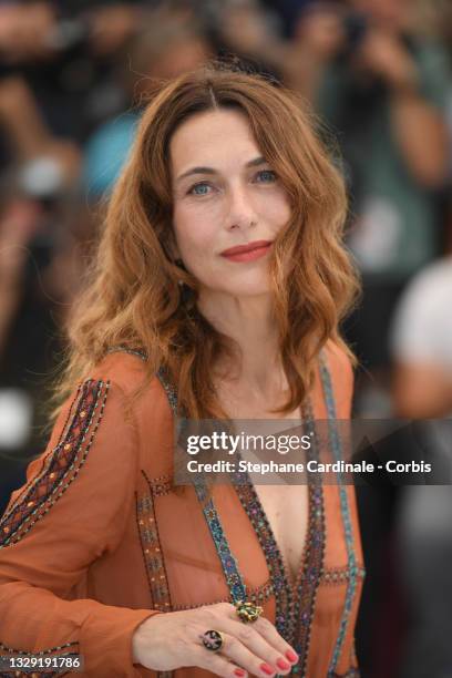 Natacha Lindinger attends the "OSS 117: From Africa With Love" photocall during the 74th annual Cannes Film Festival on July 17, 2021 in Cannes,...