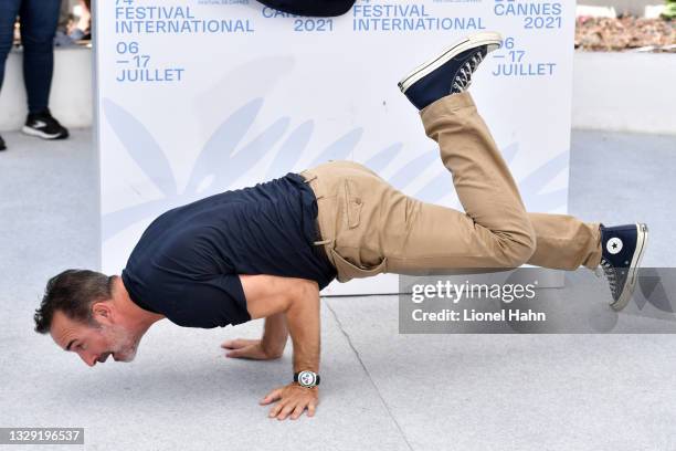 Jean Dujardin attends the "OSS 117: From Africa With Love" photocall during the 74th annual Cannes Film Festival on July 17, 2021 in Cannes, France.