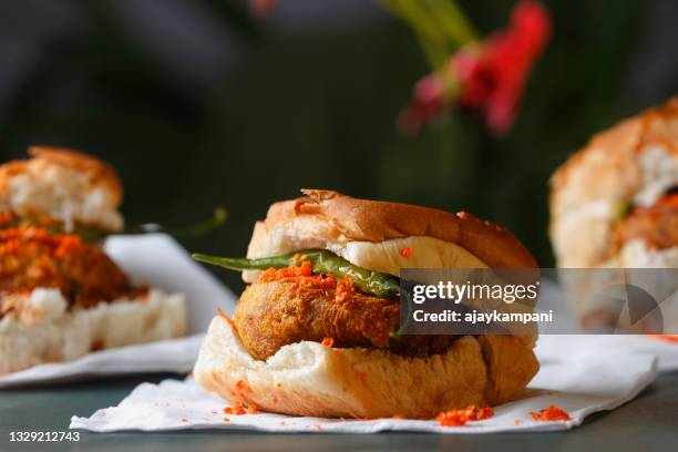 vada pav - mumbai stock pictures, royalty-free photos & images