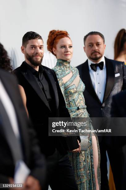 Klemens Hallmann and Barbara Meier attend the amfAR Cannes Gala 2021 at Villa Eilenroc on July 16, 2021 in Cap d'Antibes, France.