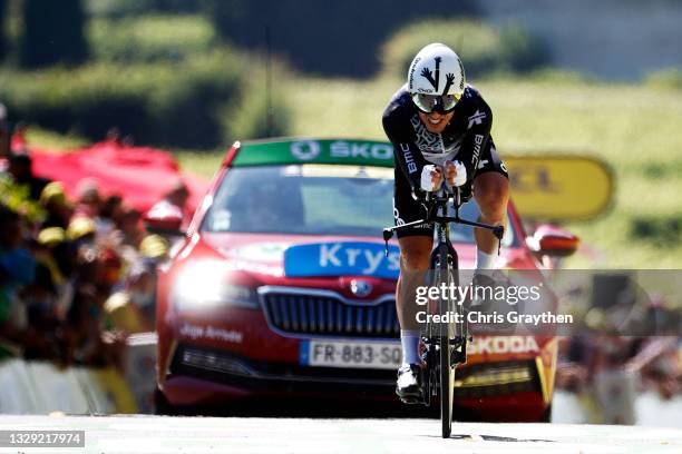 Sergio Henao of Colombia and Team Qhubeka NextHash at arrival during the 108th Tour de France 2021, Stage 20 a 30,8km Individual Time Trial Stage...