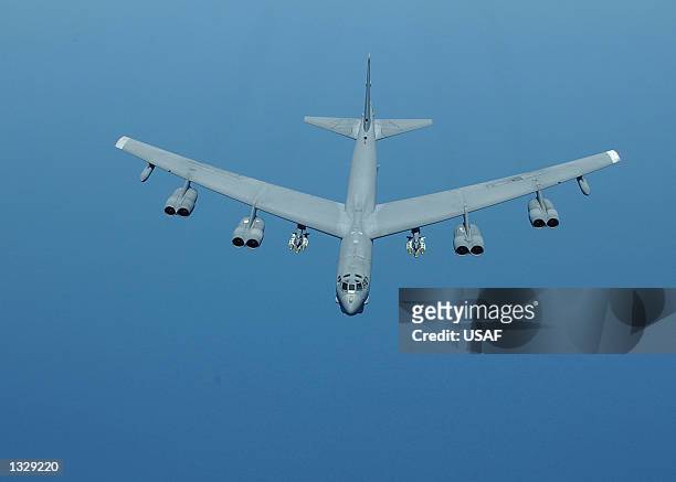 Stratofortress returns from a mission supporting Operation Enduring Freedom on March 23, 2002. B-52 is a long-range, heavy bomber that can perform a...