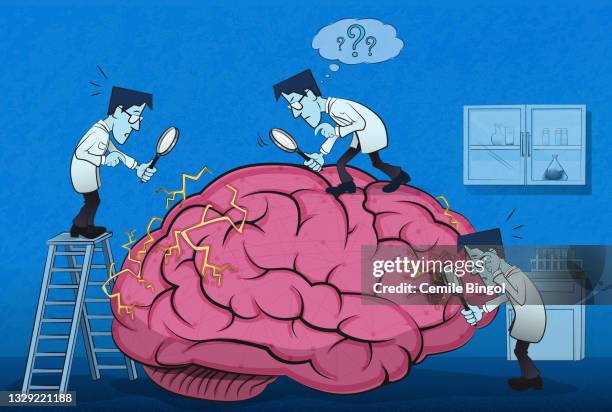 exploring the human brain - alzheimers brain stock illustrations