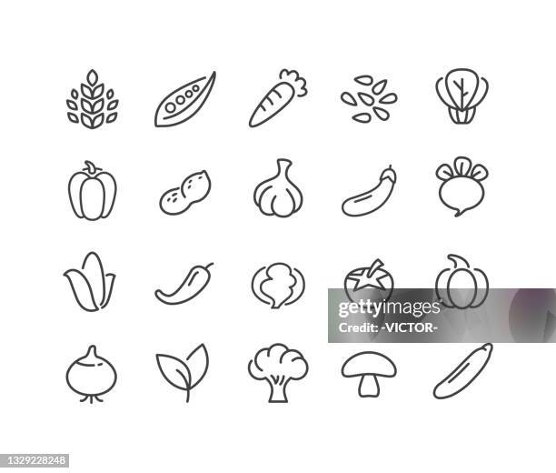 vegetables icons - classic line series - sesame stock illustrations