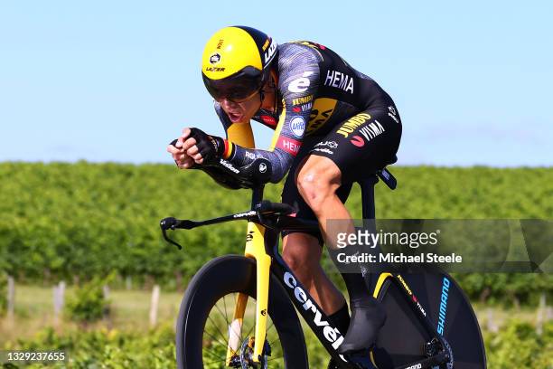 Wout Van Aert of Belgium and Team Jumbo-Visma during the 108th Tour de France 2021, Stage 20 a 30,8km Individual Time Trial Stage from Libourne to...