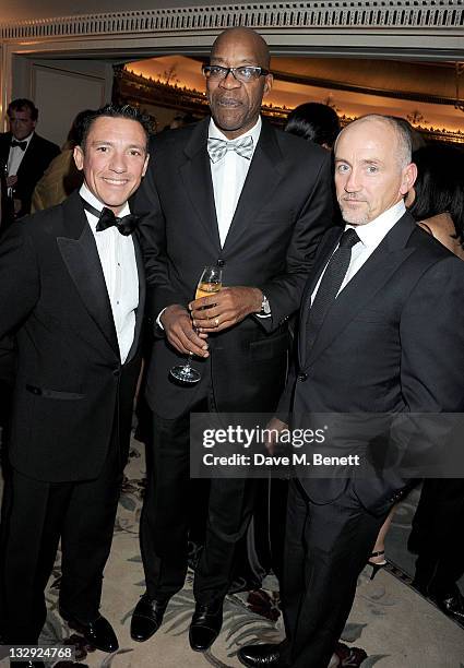 Horse racing jockey Frankie Dettori, former track and field athlete Ed Moses and former boxer Barry McGuigan attend the Cartier Racing Awards 2011 at...