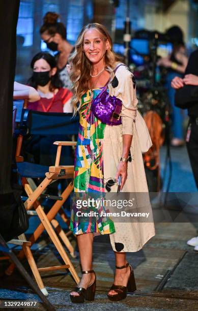 Sarah Jessica Parker seen on the set of "And Just Like That..." the follow up series to "Sex and the City" at Webster Hall on July 17, 2021 in New...