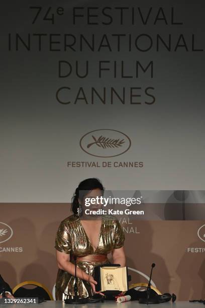 Tang Yi, winner of the Best Short Movie Award for 'Tous les corbeaux du monde', attends the closing ceremony press conference during the 74th annual...