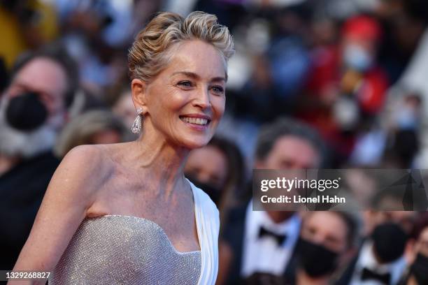Sharon Stone attends the final screening of "OSS 117: From Africa With Love" and closing ceremony during the 74th annual Cannes Film Festival on July...