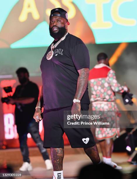 Rick Ross performs at Hot 107.9 Birthday Bash 25 at Center Parc Credit Union Stadium at Georgia State University on July 17, 2021 in Atlanta, Georgia.