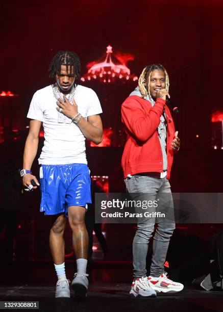 Lil Baby and Lil Durk perform onstage during Hot 107.9 Birthday Bash 25 at Center Parc Credit Union Stadium at Georgia State University on July 17,...