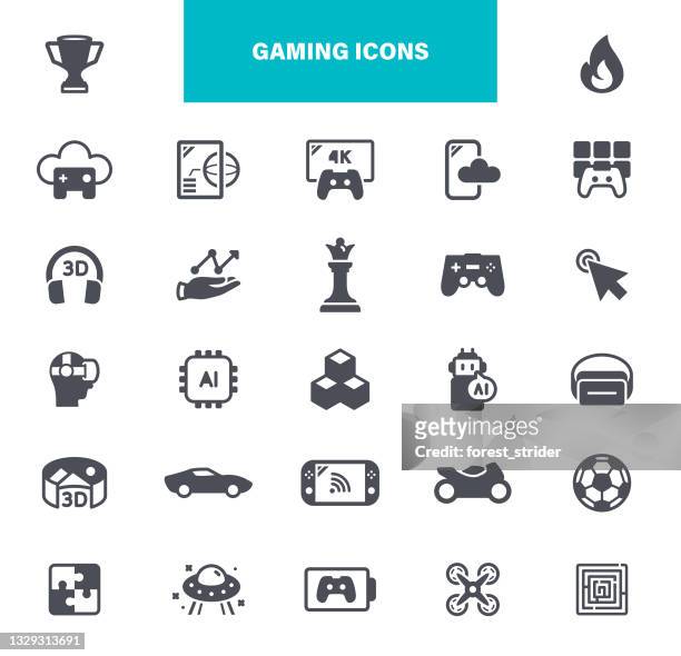 stockillustraties, clipart, cartoons en iconen met gaming icons. contains such icons as video game, mobile game, device, gaming console, rpg, virtual reality, shooter - video arcade