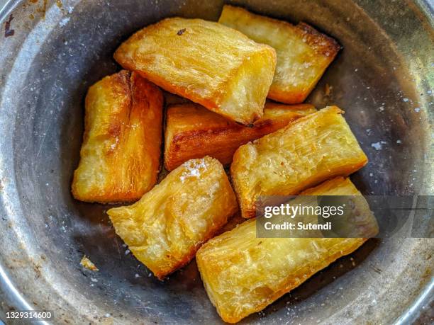 fried cassava - fried stock pictures, royalty-free photos & images