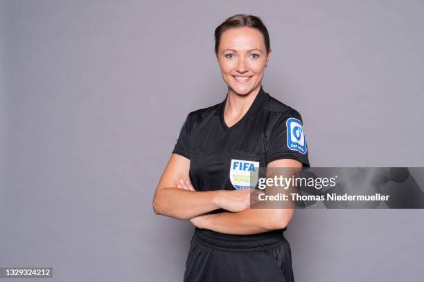 Vanessa Arlt poses during a portrait session at the Annual Women's Referee Course on July 16, 2021 in Altensteig, Germany.