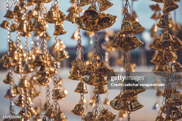 close-up of bells at wat pha sorn kaew in thailand, asia - expensive statue stock-fotos und bilder