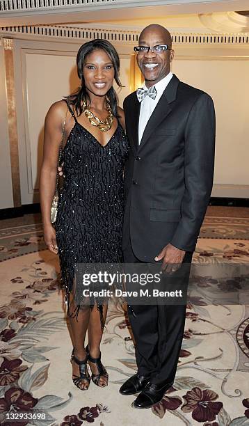 Athletes Denise Lewis and Ed Moses attend the Cartier Racing Awards 2011 at The Dorchester Hotel on November 15, 2011 in London, England.