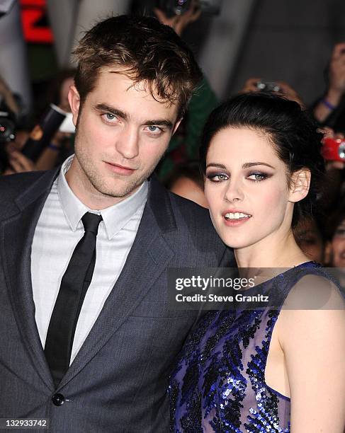 Robert Pattinson and Kristen Stewart attends "The Twilight Saga: Breaking Dawn Part 1" at Nokia Theatre L.A. Live on November 14, 2011 in Los...