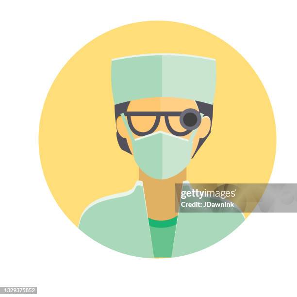 flat design caucasian medical professionals themed icon - round eyeglasses clip art stock illustrations