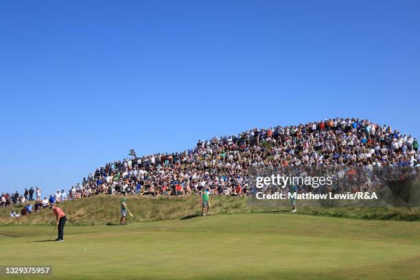 Corey Conners of Canada putts on the 6th green during Day Four of The 149th Open at Royal St George’s Golf Club on July 18, 2021 in Sandwich, England.