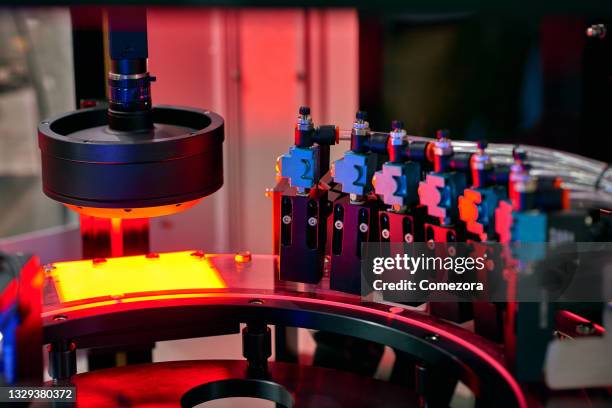 sensor scanning spare part at infrared light - infrared lamp stock pictures, royalty-free photos & images