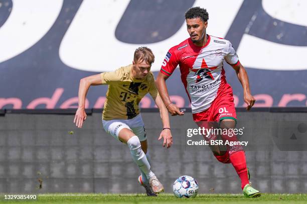 Remco Balk of FC Utrecht and Cameron Humphreys of Zulte Waregem during the Club Friendly match between Zulte Waregem and FC Utrecht at Elindus Arena...