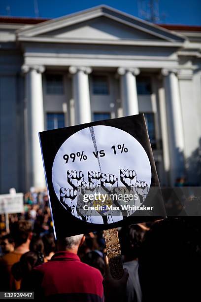 University of California, Berkeley students hold an "open university" strike in solidarity with the Occupy Wall Street movement November 15, 2011 in...