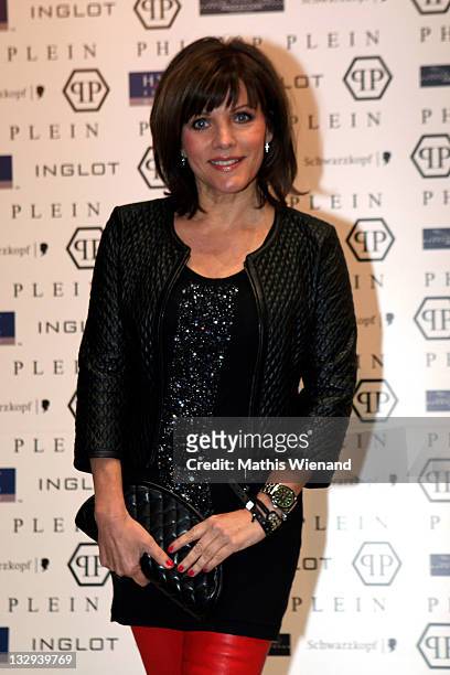 Birgit Schrowange arrives on the red carpet at the grand store opening 'Philipp Plein' on November 15, 2011 in Duesseldorf, Germany.