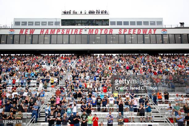 General view of fans prior to the NASCAR Cup Series Foxwoods Resort Casino 301 at New Hampshire Motor Speedway on July 18, 2021 in Loudon, New...