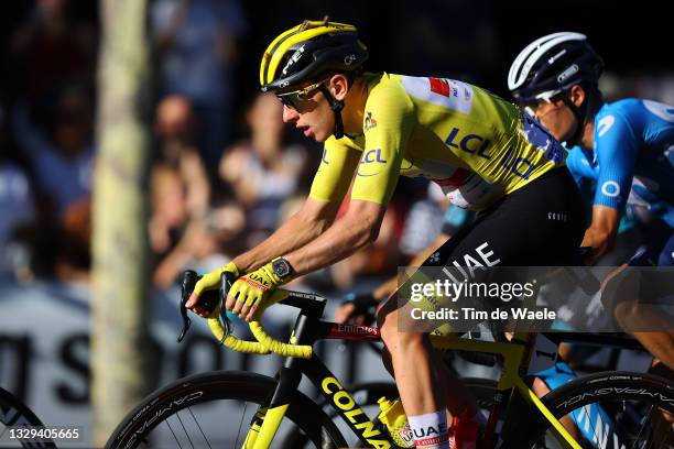 Tadej Pogačar of Slovenia and UAE-Team Emirates yellow leader jersey during the 108th Tour de France 2021, Stage 21 a 108,4km stage from Chatou to...