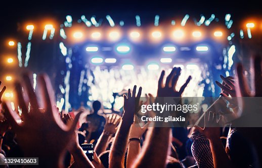 Large group of people at a concert party. Large group of people at a concert party.