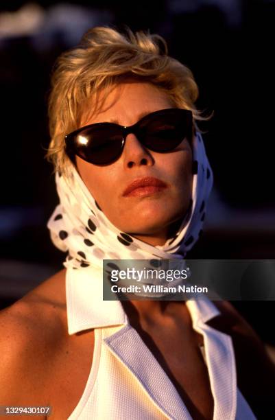 American stage and screen actress Kelly McGillis poses for a portrait on the set during the 1989 drama film "Cat Chaser" circa 1989 in Laguna Beach,...