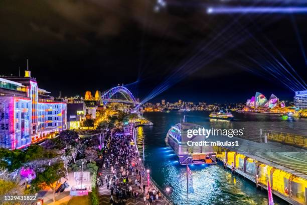 sydney vivid light show festival 2019 - vivid sydney stock pictures, royalty-free photos & images