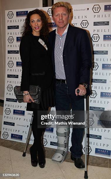 Boris Becker and Lilly Becker attend the Grand Store Opening of 'Philipp Plein' on November 15, 2011 in Duesseldorf, Germany.