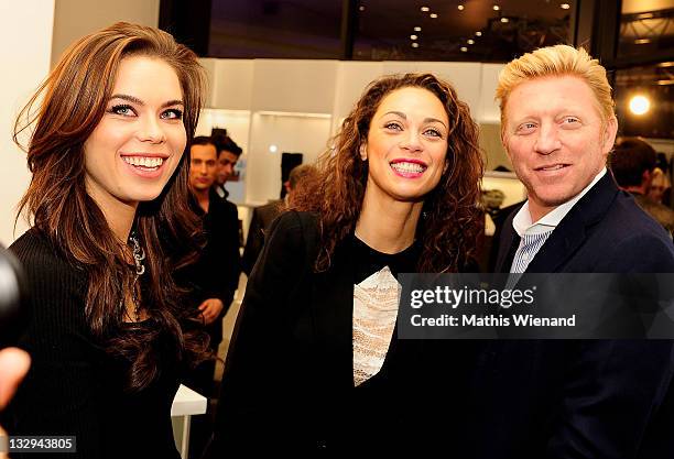 Liliana Matthaeus, Lilly Becker and Boris Becker attend the Grand Store Opening of 'Philipp Plein' on November 15, 2011 in Duesseldorf, Germany.