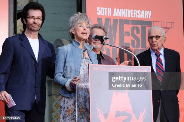 George Chakiris, Rita Moreno, Russ Tamblyn, and Walter Mirisch attend "West Side Story: 50th anniversary" hand & footprint ceremony at Grauman's...