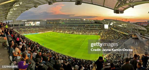 General view of Banc of California Stadium during the game between Los Angeles FC and Real Salt Lake on July 17, 2021 in Los Angeles, California.