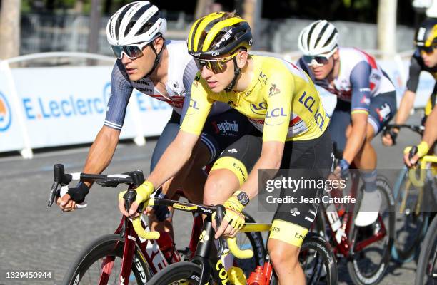 Race leader's Yellow jersey Tadej Pogacar of Slovenia and UAE Team Emirates during the final stage 21 of the 108th Tour de France 2021, a flat stage...