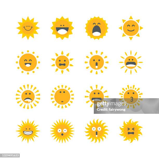 stockillustraties, clipart, cartoons en iconen met happy funny smiley sun - face happy sun