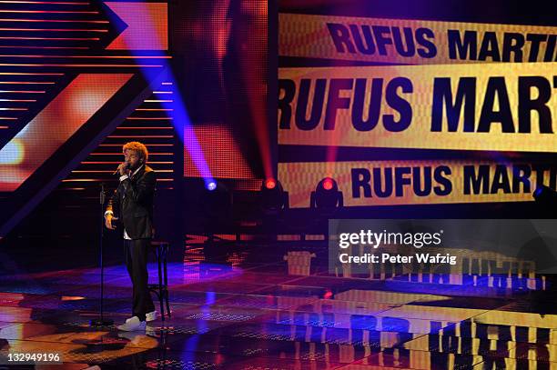 Rufus Martin performs on stage during 'The X Factor Live' TV-Show on November 15, 2011 in Cologne, Germany.