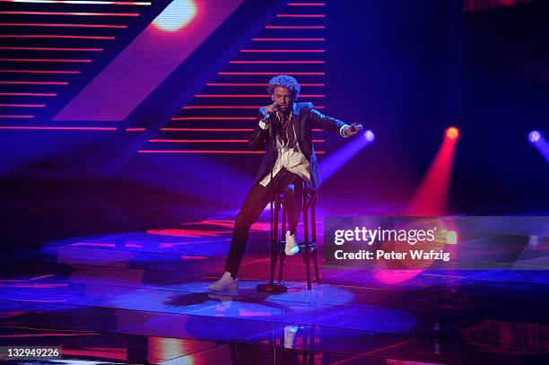 Rufus Martin performs on stage during 'The X Factor Live' TV-Show on November 15, 2011 in Cologne, Germany.