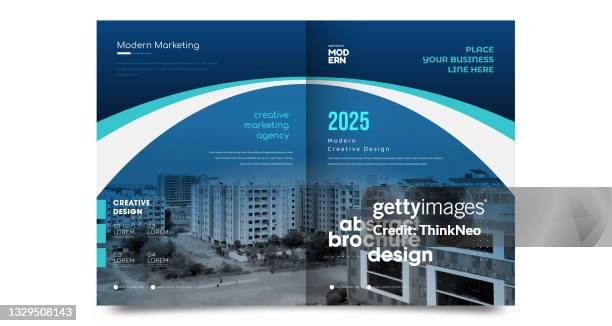 bi fold brochure template design made with geometric shapes - fashion magazine cover stock illustrations