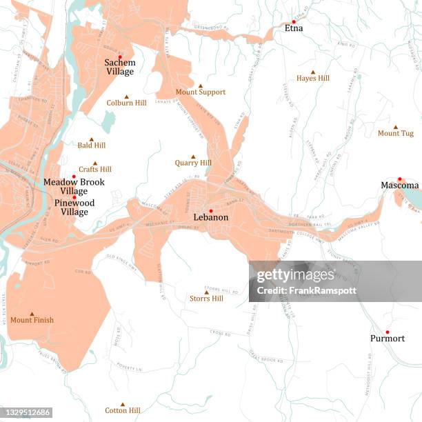 nh grafton lebanon vector road map - lebanon new hampshire stock illustrations