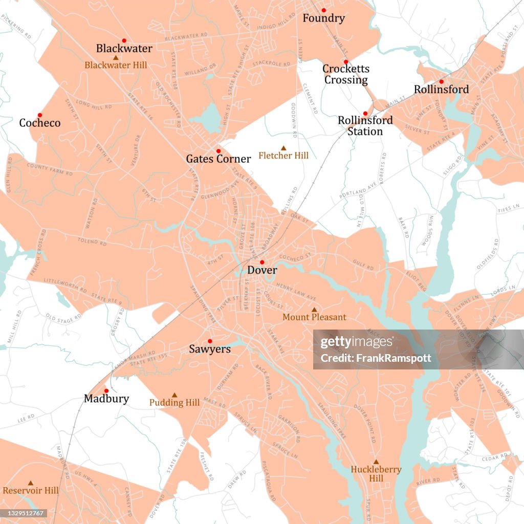 NH Strafford Dover Vector Road Map