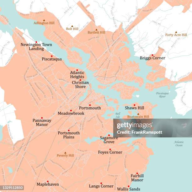 nh rockingham portsmouth vector road map - portsmouth stock illustrations