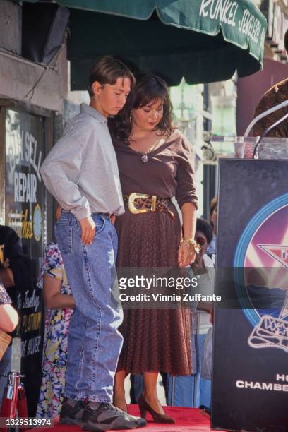 American comedian Roseanne Barr with her son, Jake Pentland, attend Barr's Hollywood Walk of Fame ceremony on Hollywood Boulevard in Los Angeles,...